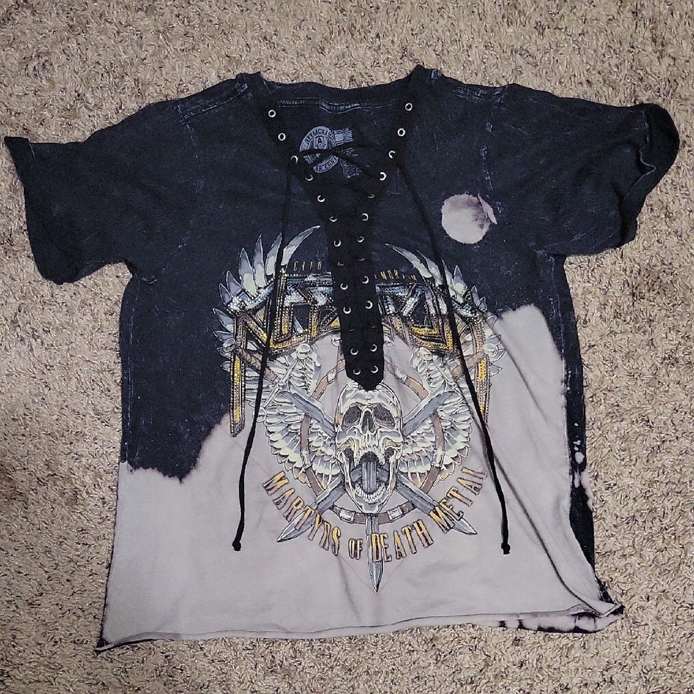 Lace Up Skull T Shirt